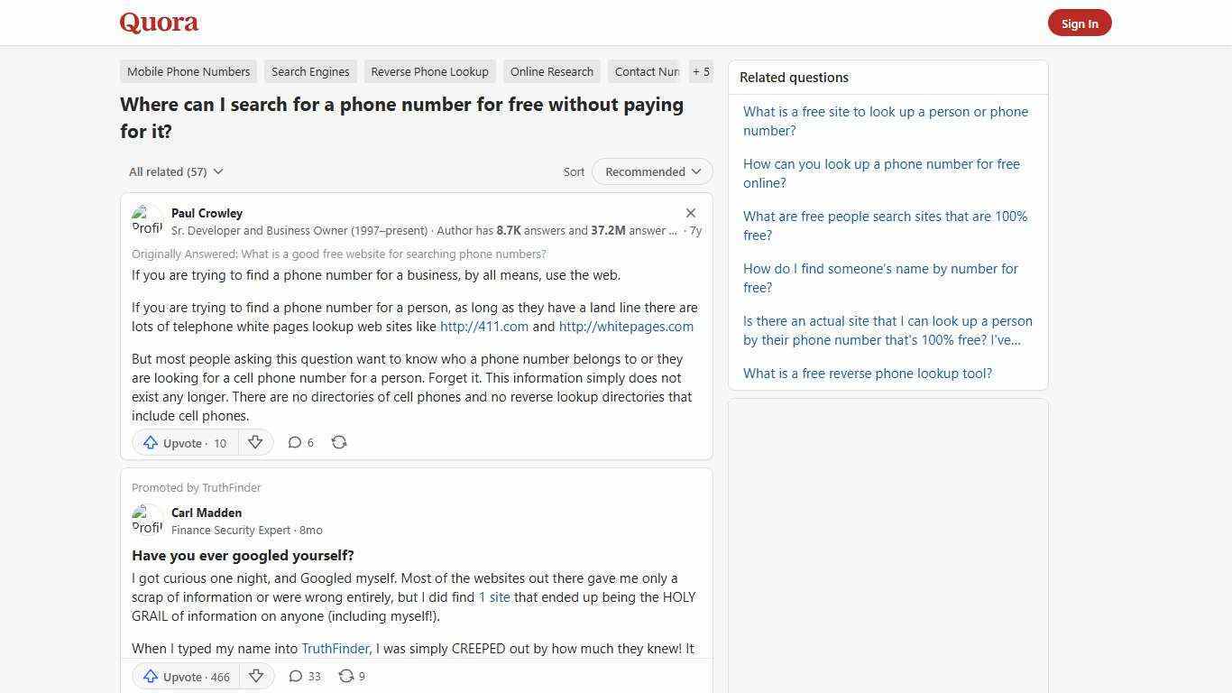 Where can I search for a phone number for free without paying for it? - Quora